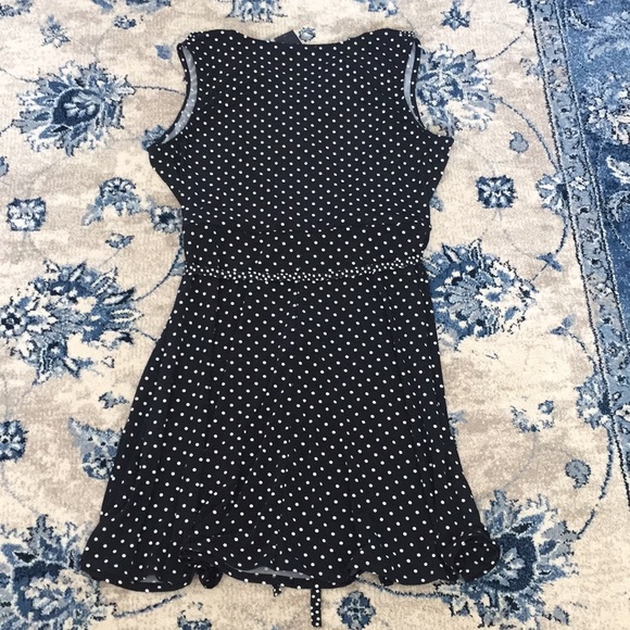 Plus Size Polka Dot Belted Fit & Flare Dress Black - Picture 4 of 7